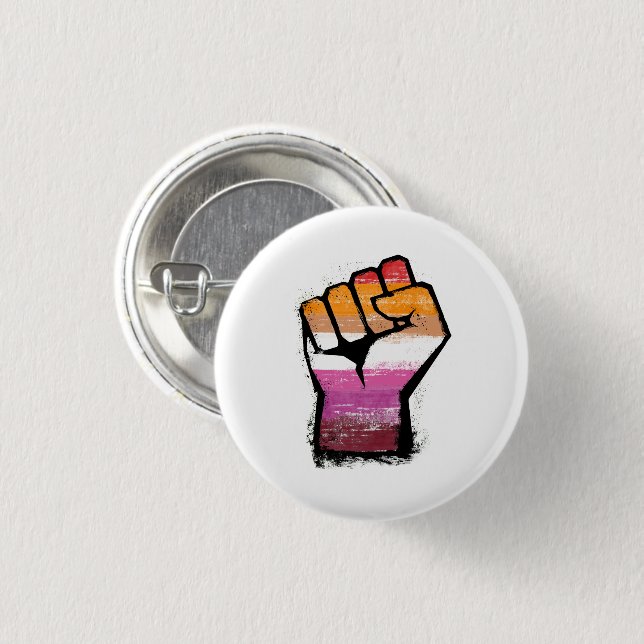 Lesbian Pride Fist 1 Inch Round Button (Front & Back)