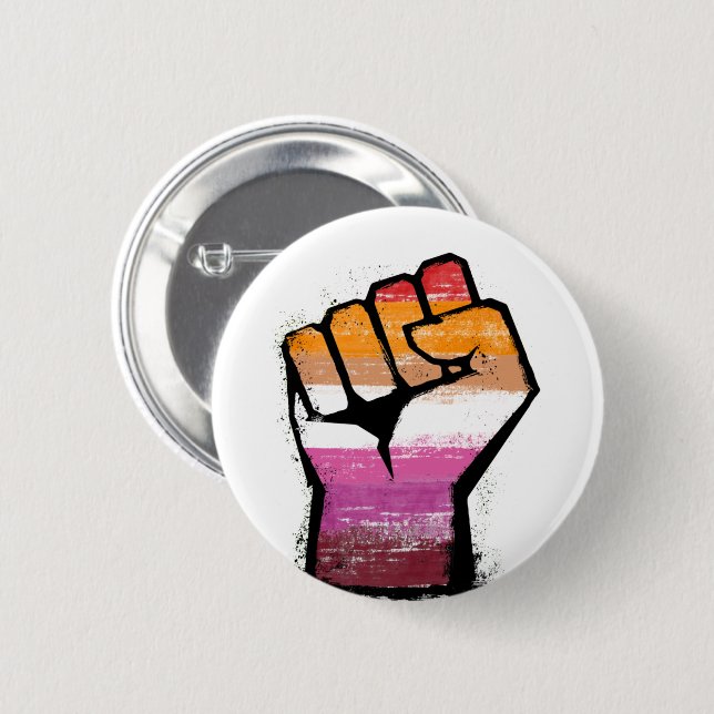 Lesbian Pride Fist 2 Inch Round Button (Front & Back)
