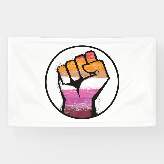Lesbian Pride Fist Circle Banner (Horizontal)