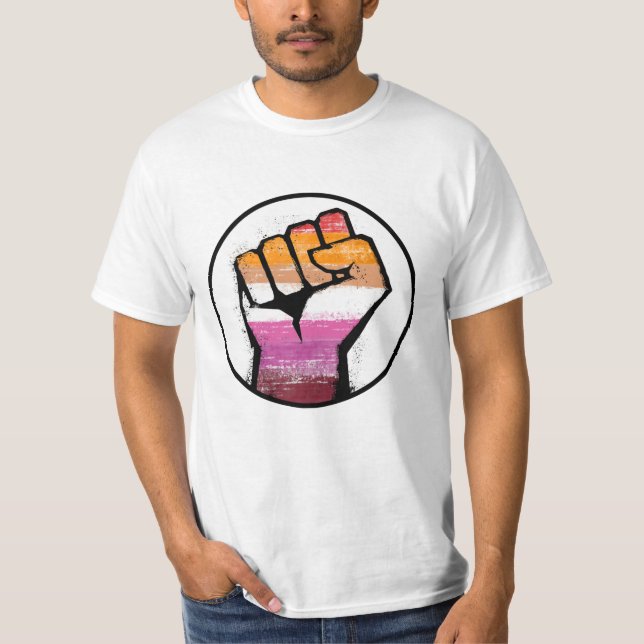 Lesbian Pride Fist Circle T-Shirt (Front)