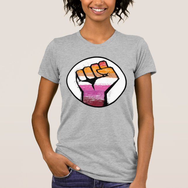 Lesbian Pride Fist Circle T-Shirt (Front)