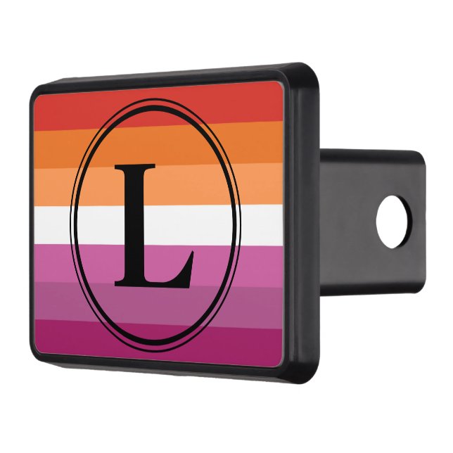 Lesbian Pride Flag (2018) Custom Monogram Tow Trailer Hitch Cover (Left)