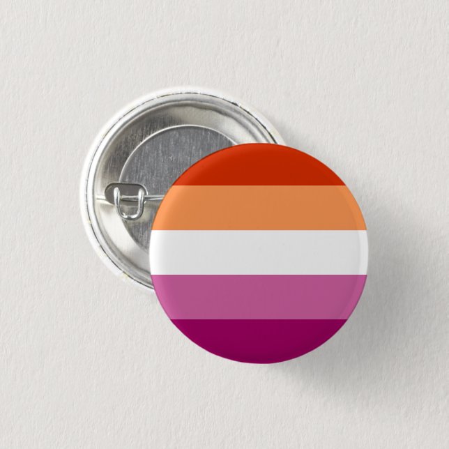 Lesbian Pride Flag (5 Stripes) 1 Inch Round Button (Front & Back)