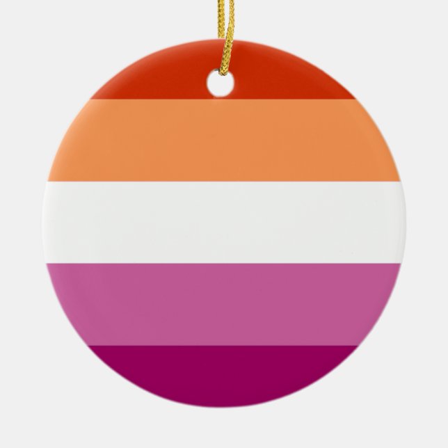 Lesbian Pride Flag (5 Stripes) Ceramic Ornament (Front)