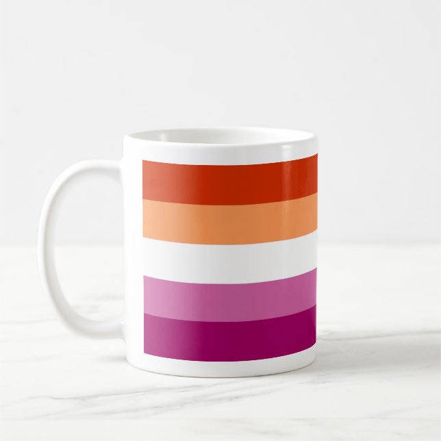 Lesbian Pride Flag (5 Stripes) Coffee Mug (Left)