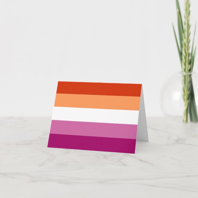 Lesbian Pride Flag (5 Stripes) Thank You Card (Front)