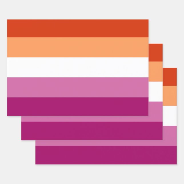 Lesbian Pride Flag (5 Stripes) Wrapping Paper Sheet (Set)