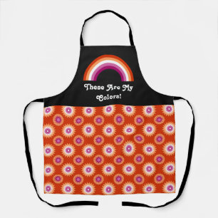 Lesbian pride flag and rainbow with text apron