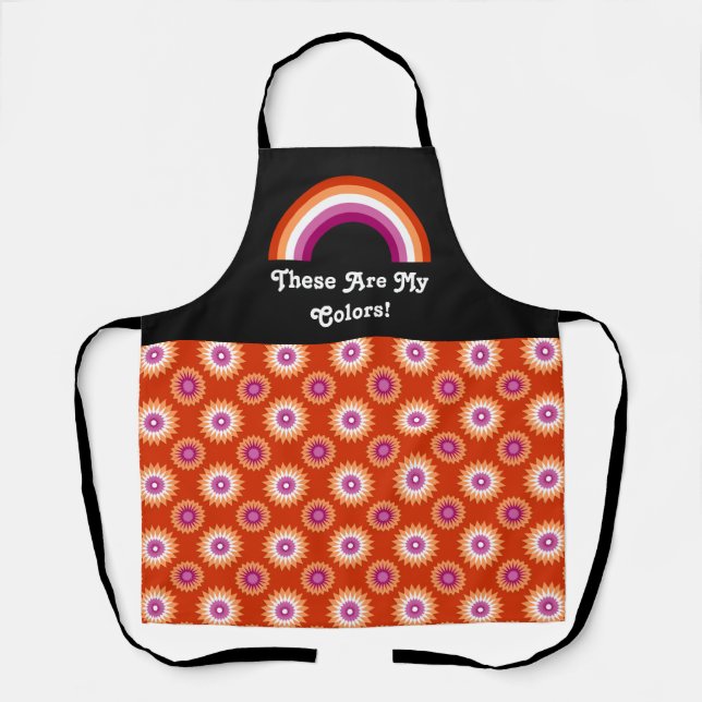 Lesbian pride flag and rainbow with text apron (Front)