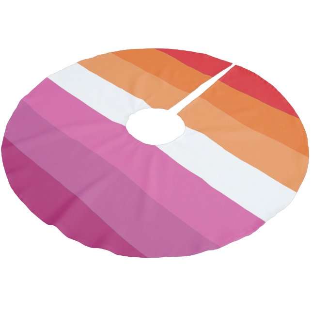 Lesbian Pride Flag Brushed Polyester Tree Skirt (Angled)