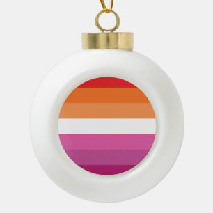 Lesbian Pride Flag Ceramic Ball Christmas Ornament