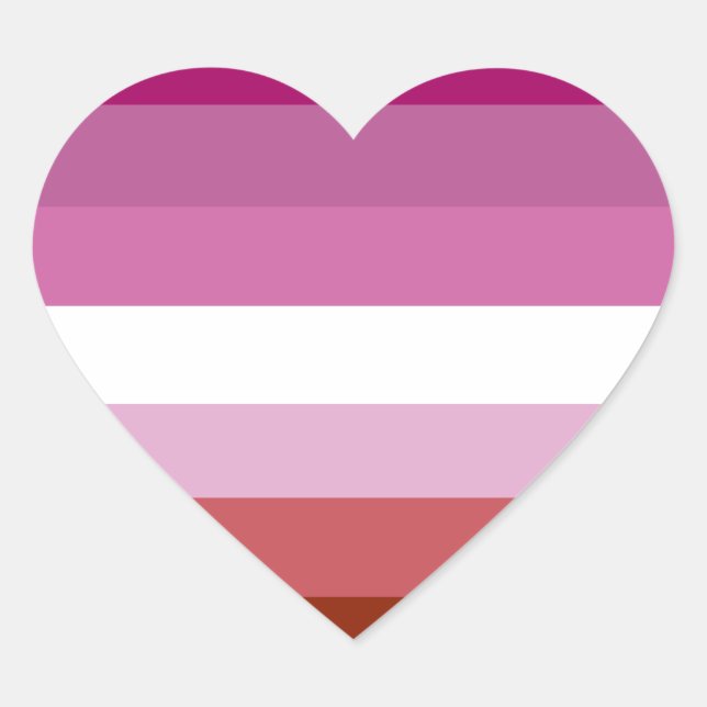 Lesbian pride flag heart sticker (Front)