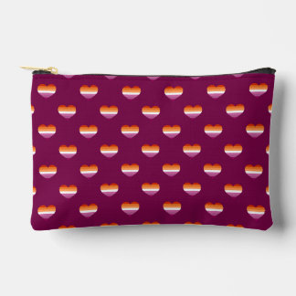Lesbian Pride Flag Hearts Pattern Pride 2024 Accessory Pouch