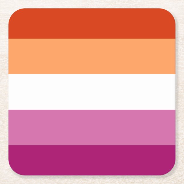 Lesbian Pride Flag LGBTQ Square Paper Coaster (Front)