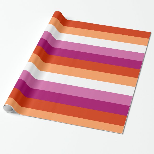 Lesbian Pride Flag LGBTQ Wrapping Paper (Unrolled)