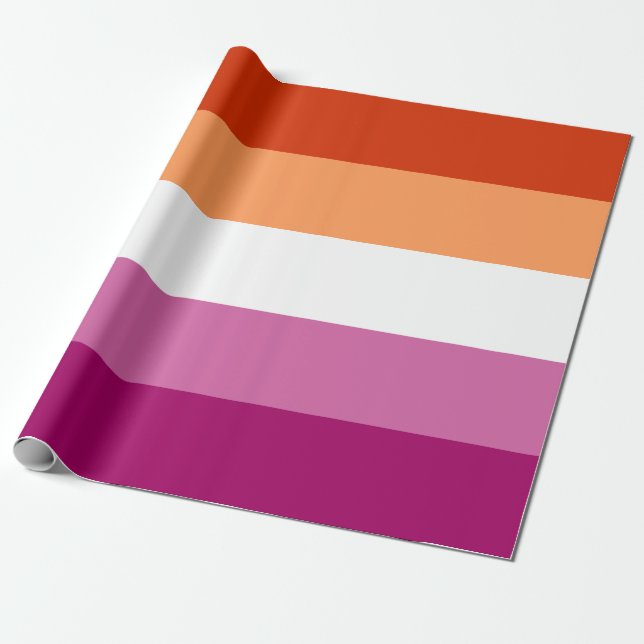 Lesbian Pride Flag LGBTQ Wrapping Paper (Unrolled)