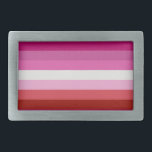 Lesbian Pride Flag Pink, White, Red Stripes Belt Buckle<br><div class="desc">Customize the size,  rotation and placement of the stripes</div>