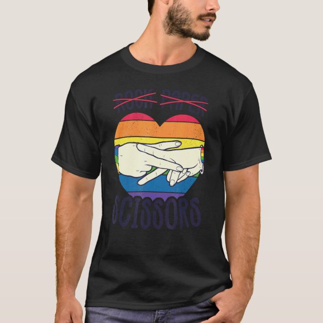 Lesbian Pride Flag Rock Paper Scissors Lesbian Pri T-Shirt (Front)