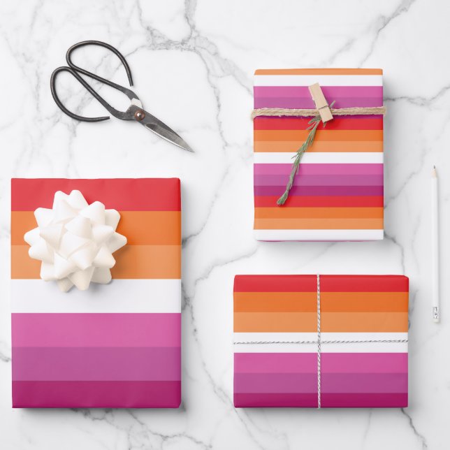 Lesbian Pride Flag (Sunset) Wrapping Paper Sheet (Front)