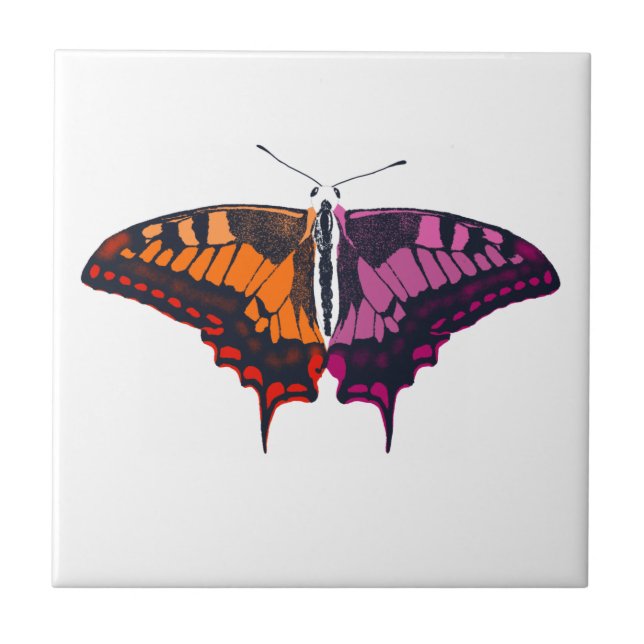 Lesbian Pride Flag Swallowtail Butterfly Tile (Front)