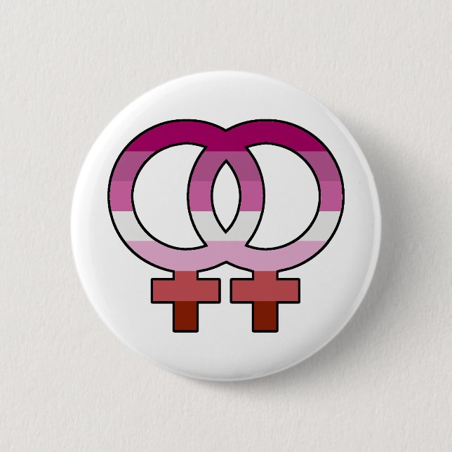 Lesbian Pride Flag Venus Symbol Button Pin (Front)