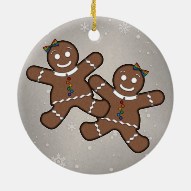 Lesbian Pride Gingerbread Women Ceramic Ornament (Back)