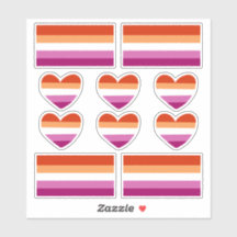 Lesbian Pride Heart and Flag Stickers