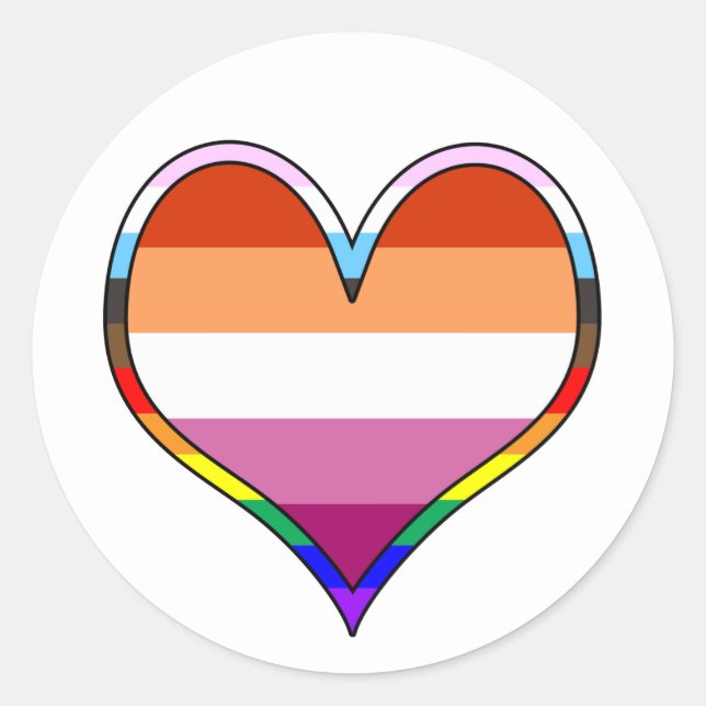 Lesbian Pride Heart Classic Round Sticker (Front)