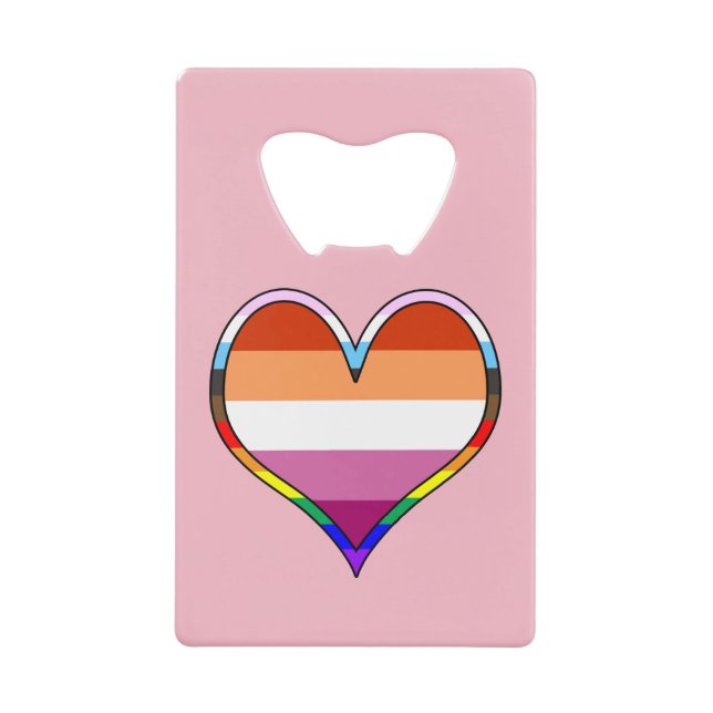 Lesbian Pride Heart Credit Card Bottle Opener (Front)
