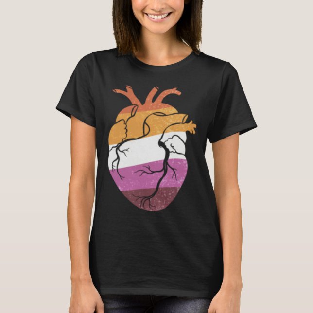 Lesbian Pride Heart Flag T-Shirt (Front)