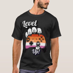Lesbian Pride Level Up Tiger Paw Controller Shirt