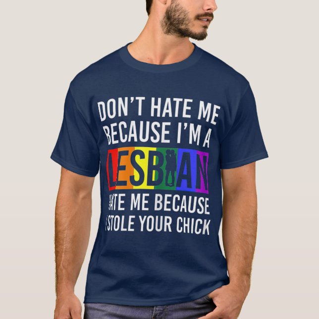 Lesbian Pride Merch Lesbow Love LGB CSD Rainbow T-Shirt (Front)