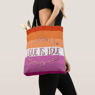 Lesbian Pride Month Love is Love Tote Bag