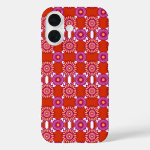 Lesbian pride / orange mirror flower pattern iPhone 16 case