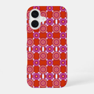 Lesbian pride / orange mirror flower pattern iPhone 16 case
