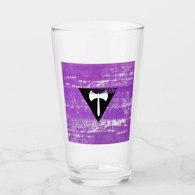 Lesbian Pride Paint (Labrys) Glass (Front)