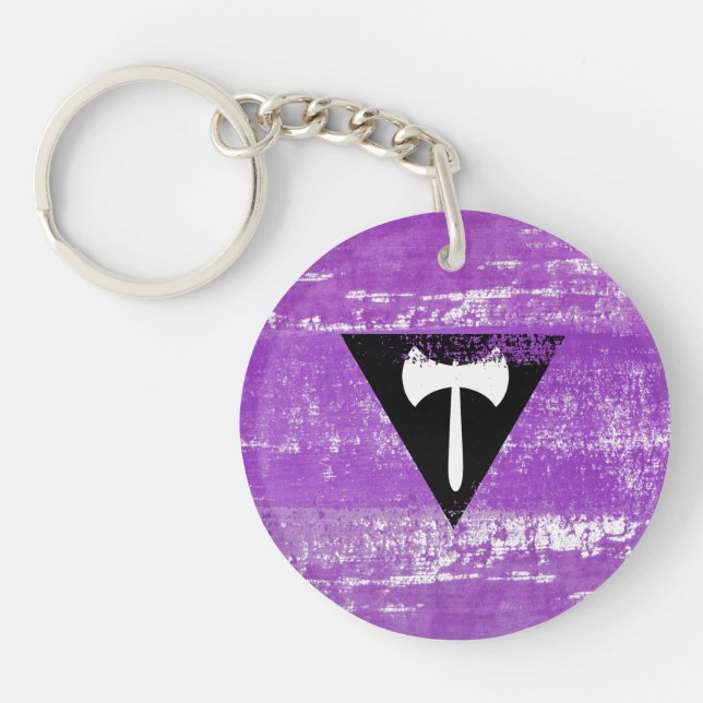 Lesbian Pride Paint (Labrys) Keychain (Front)