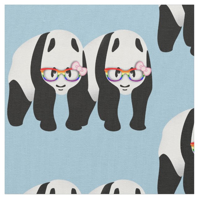 Lesbian Pride Pandas Fabric (Close Up)