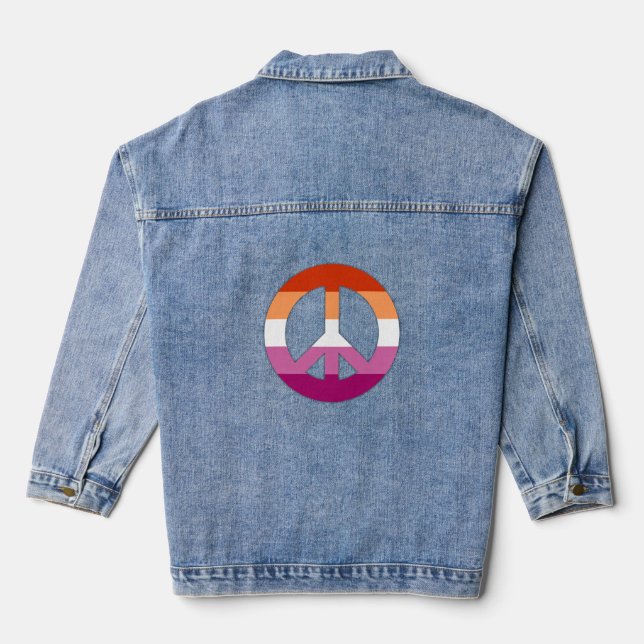 Lesbian pride peace sign denim jacket (Back)