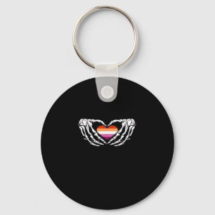 Lesbian Pride Skeleton Halloween Wlw Goth Heart Cl Keychain