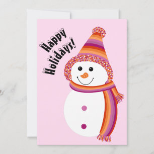 Lesbian Pride Snowman Snowperson Happy Holidays Holiday Card