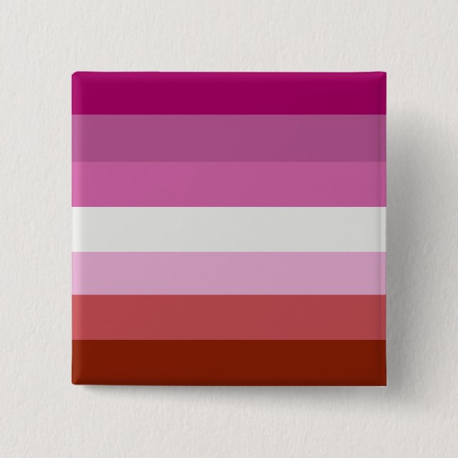 LESBIAN PRIDE STRIPES 2 INCH SQUARE BUTTON (Front)
