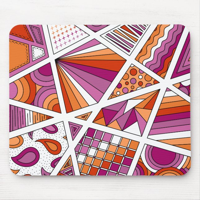 Lesbian Pride Zen Doodle Abstract Modern Pink Mouse Pad (Front)