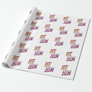 Lesbian Pronouns He Him Wrapping Paper