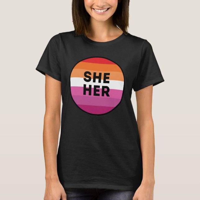 Lesbian Pronouns Pride T-Shirt (Front)
