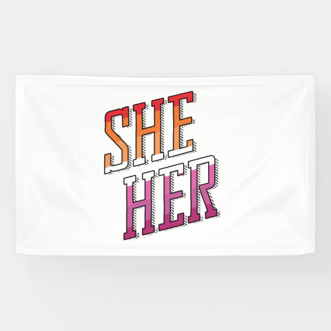 Lesbian Pronouns She Her Banner (Horizontal)