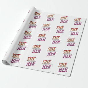 Lesbian Pronouns She Her Wrapping Paper
