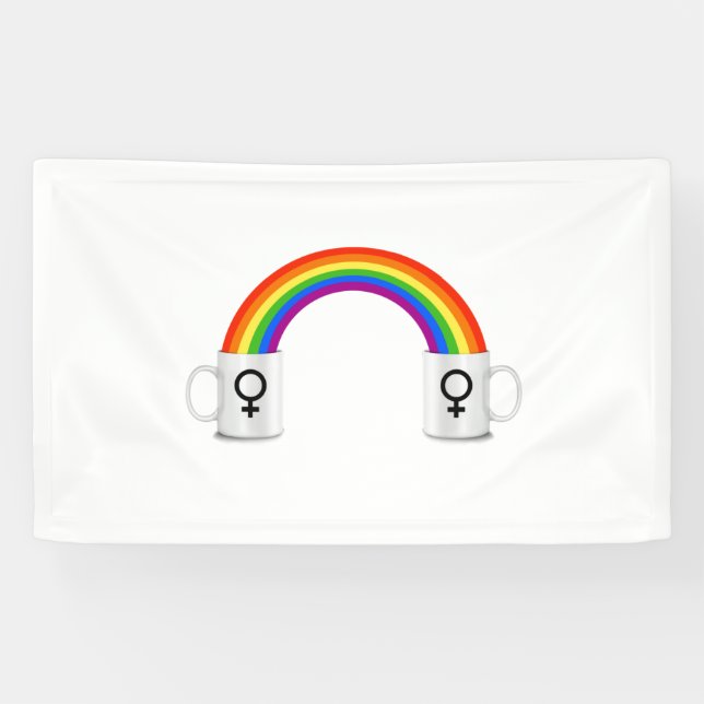 Lesbian Rainbow Coffee Date Banner (Horizontal)
