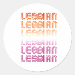 Lesbian Retro Pattern Design Classic Round Sticker