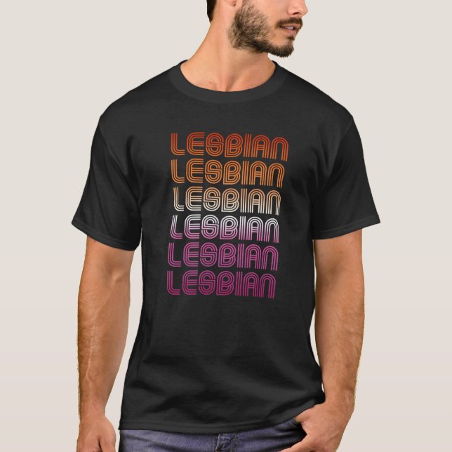 Lesbian Retro Pattern Design T-Shirt (Front)
